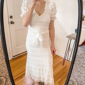 Tularosa Quinn White Lace Midi Dress M